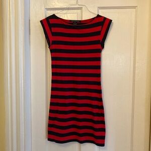 French Connection cotton striped dress Size 4 red / navy